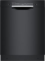 Bosch - 300 Series 24" Front Control Smart Built-In Stainless Steel Tub Dishwasher with RackMatic, 46 dBA - Black - Front_Zoom