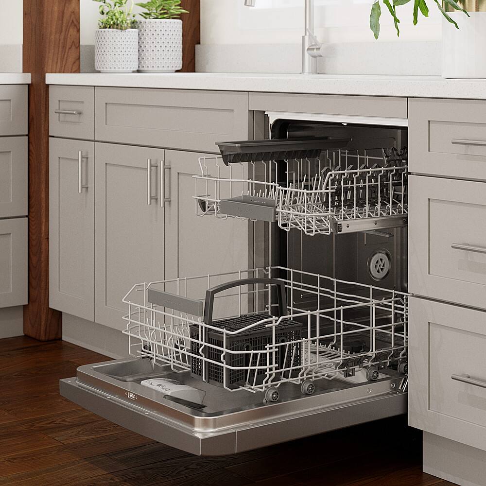 Alt View 13. Bosch - 300 Series 24" Front Control Smart Built-In Dishwasher, 46 dBA - Stainless Steel.
