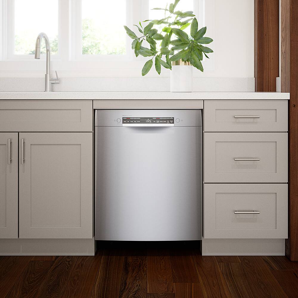 Alt View 14. Bosch - 300 Series 24" Front Control Smart Built-In Dishwasher, 46 dBA - Stainless Steel.