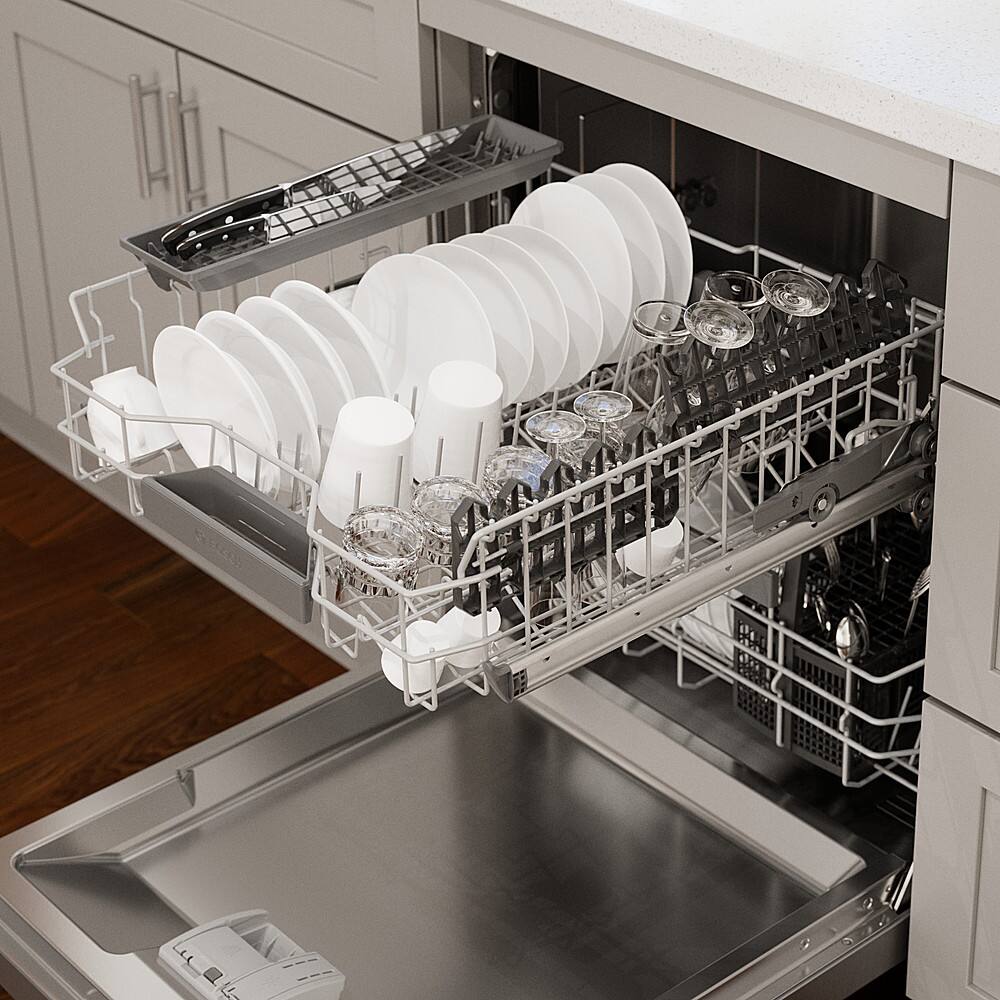Alt View 15. Bosch - 300 Series 24" Front Control Smart Built-In Dishwasher, 46 dBA - Stainless Steel.