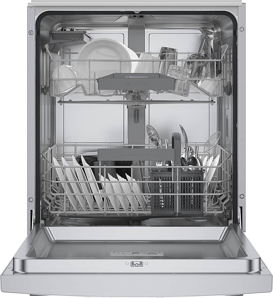 Alt View 2. Bosch - 300 Series 24" Front Control Smart Built-In Dishwasher, 46 dBA - Stainless Steel.