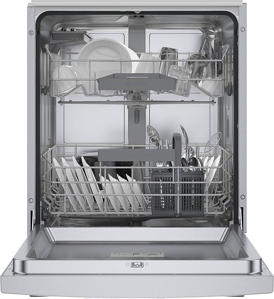 Alt View 2. Bosch - 300 Series 24" Front Control Smart Built-In Dishwasher, 46 dBA - Stainless Steel.
