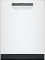 Bosch - 300 Series 24" Front Control Smart Built-In Stainless Steel Tub Dishwasher with RackMatic, 46 dBA - White - Front_Zoom
