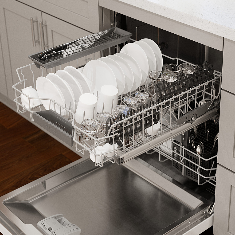SPE53B52UC Bosch 300 Series 18 ADA-compliant Dishwasher with Recessed  Handle - White