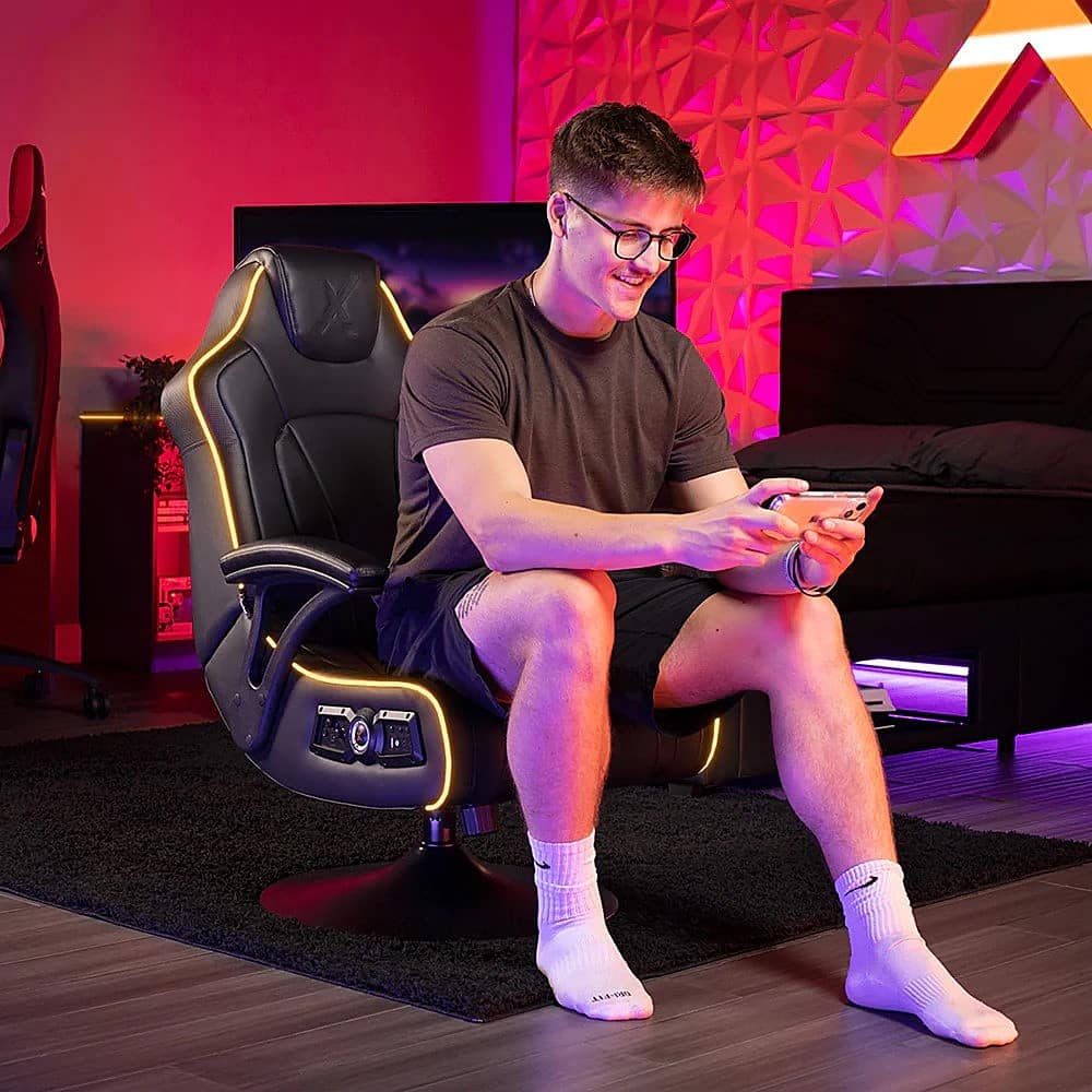 Alt View 13. X Rocker - CXR3 LED Audio Pedestal Gaming Chair with Subwoofer - Black/LED.