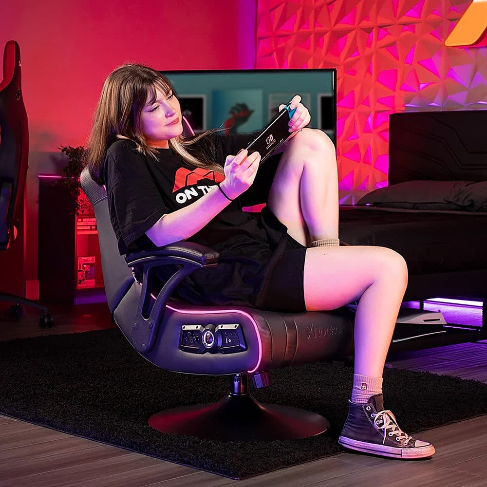 Alt View 14. X Rocker - CXR3 LED Audio Pedestal Gaming Chair with Subwoofer - Black/LED.