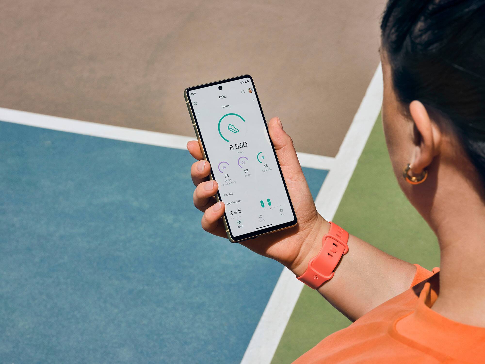 Back. Fitbit - Charge 6 Advanced Fitness & Health Tracker - Coral.