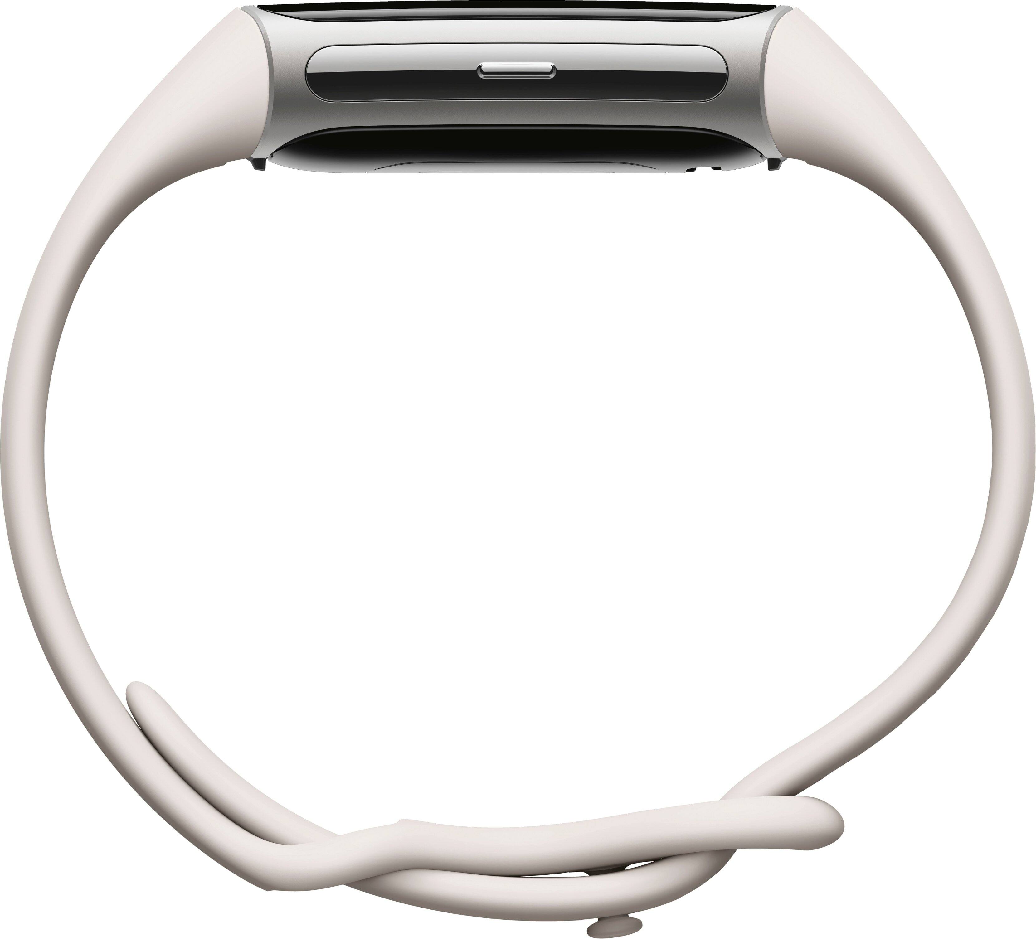 Left. Fitbit - Charge 6 Advanced Fitness & Health Tracker - Porcelain.