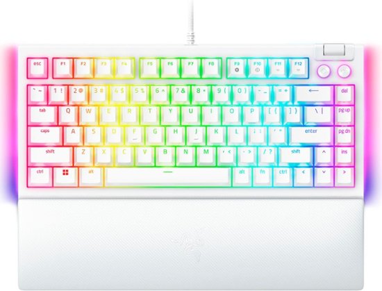Front Zoom. Razer - BlackWidow V4 75% Wired Orange Switch Gaming Keyboard with Hot-Swappable Design - White.