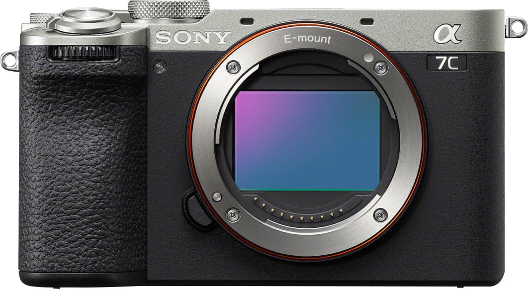 Front. Sony - Alpha 7C II Full frame Mirrorless Interchangeable Lens Camera (Body Only) - Silver.