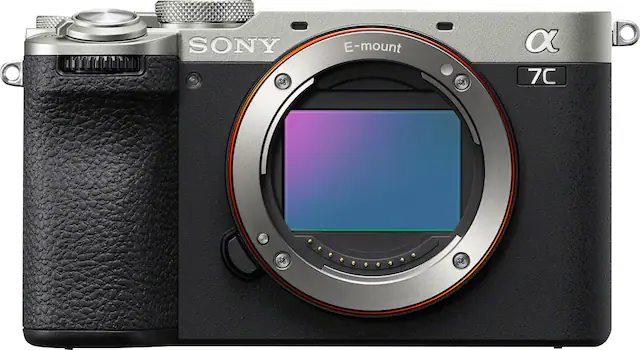 Front. Sony - Alpha 7C II Full frame Mirrorless Interchangeable Lens Camera (Body Only) - Silver.