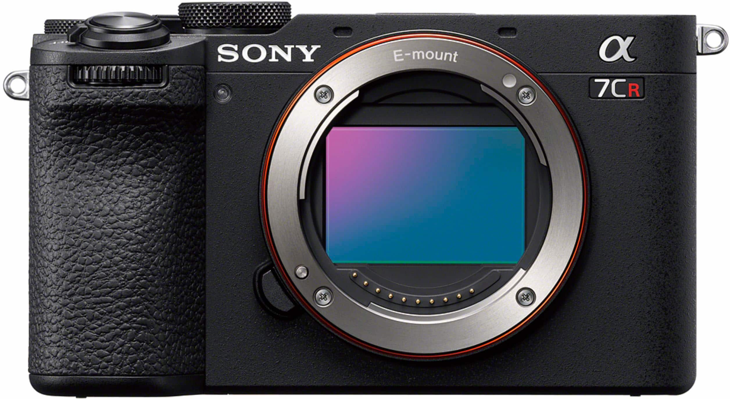 Front. Sony - Alpha 7CR Full frame Mirrorless Interchangeable Lens Camera (Body Only) - Black.