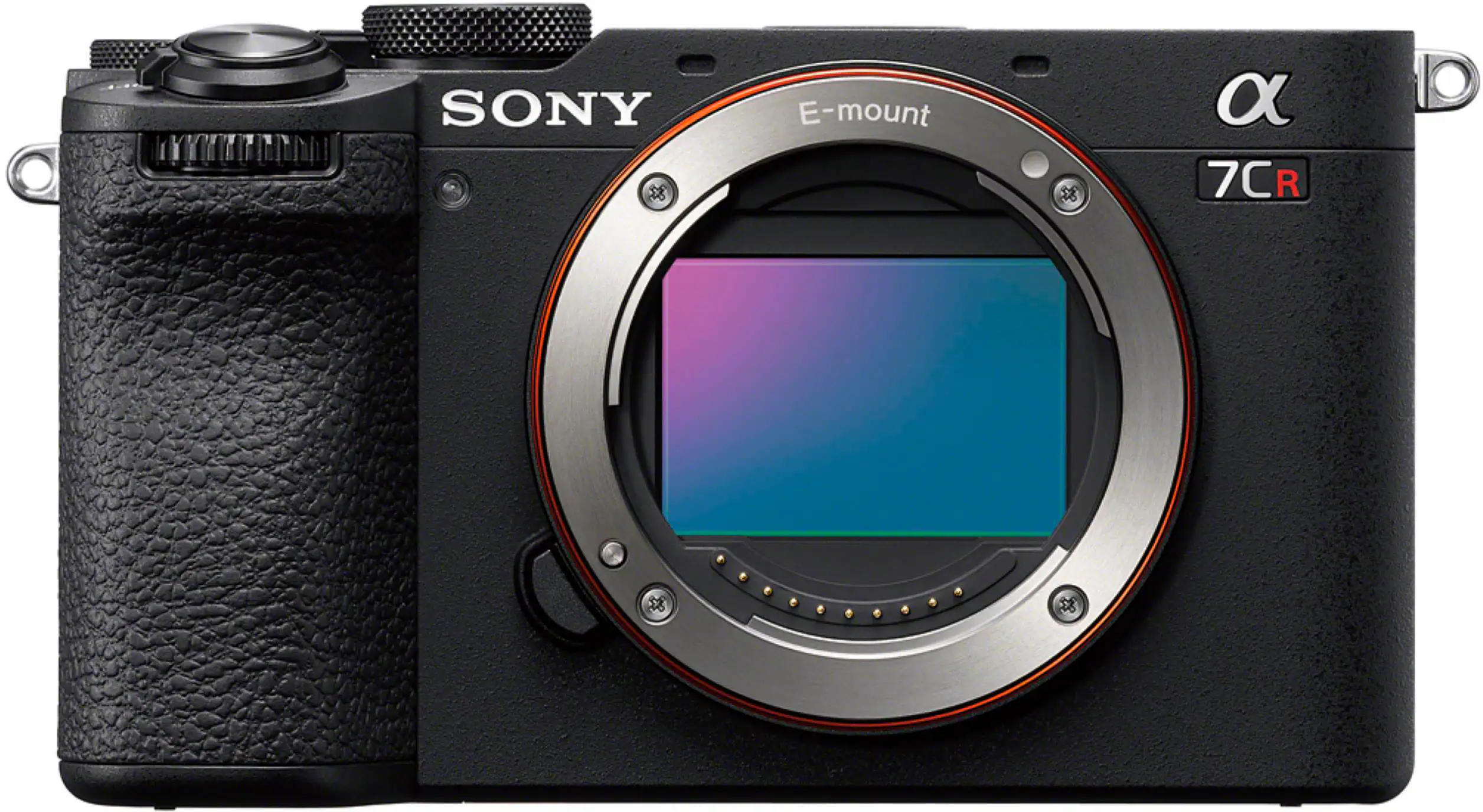 Front. Sony - Alpha 7CR Full frame Mirrorless Interchangeable Lens Camera (Body Only) - Black.