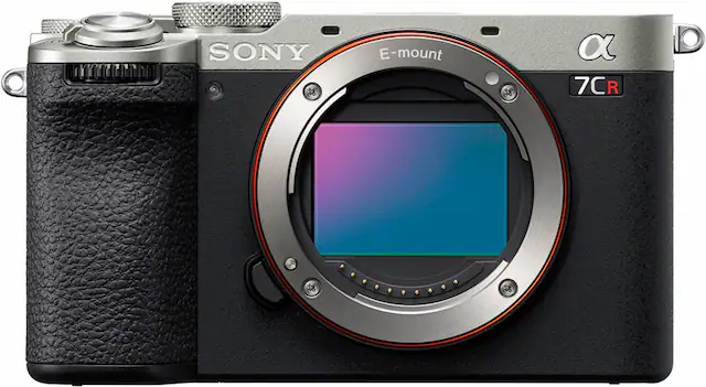 Front. Sony - Alpha 7CR Full frame Mirrorless Interchangeable Lens Camera (Body Only) - Silver.