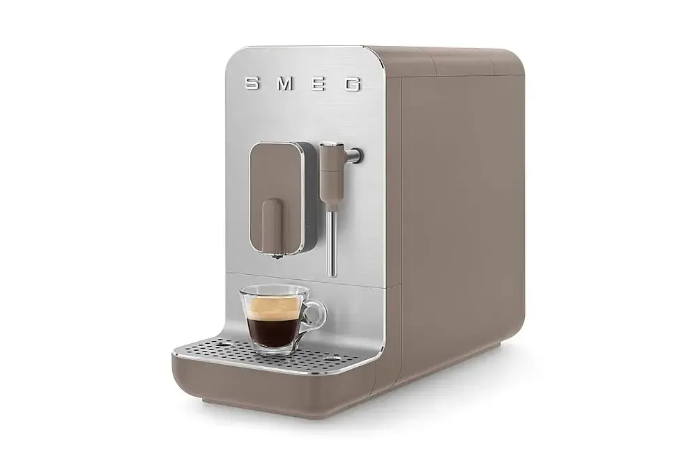 SMEG BCC02 Single Serve Fully Automatic Coffee Maker With Steamer Taupe ...