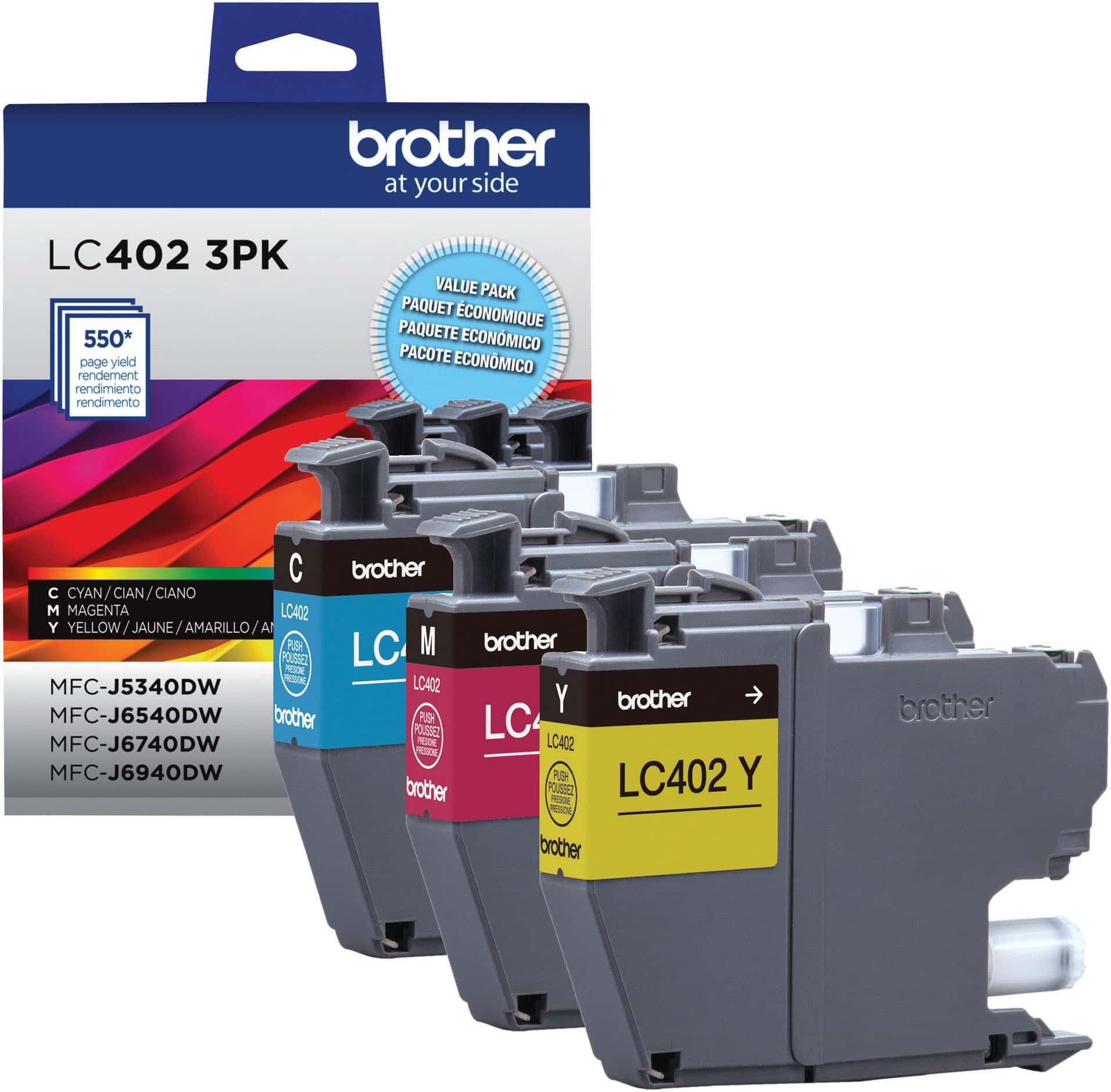 Brother - LC402 3-Pack Standard Yield Ink Cartridges - Cyan/Magenta/Yellow - Front_Zoom