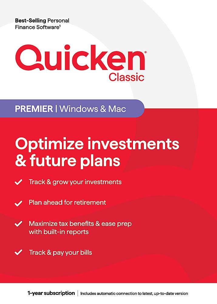 Quicken Classic Premier 1 Year Subscription Mac OS, Windows, Android ...