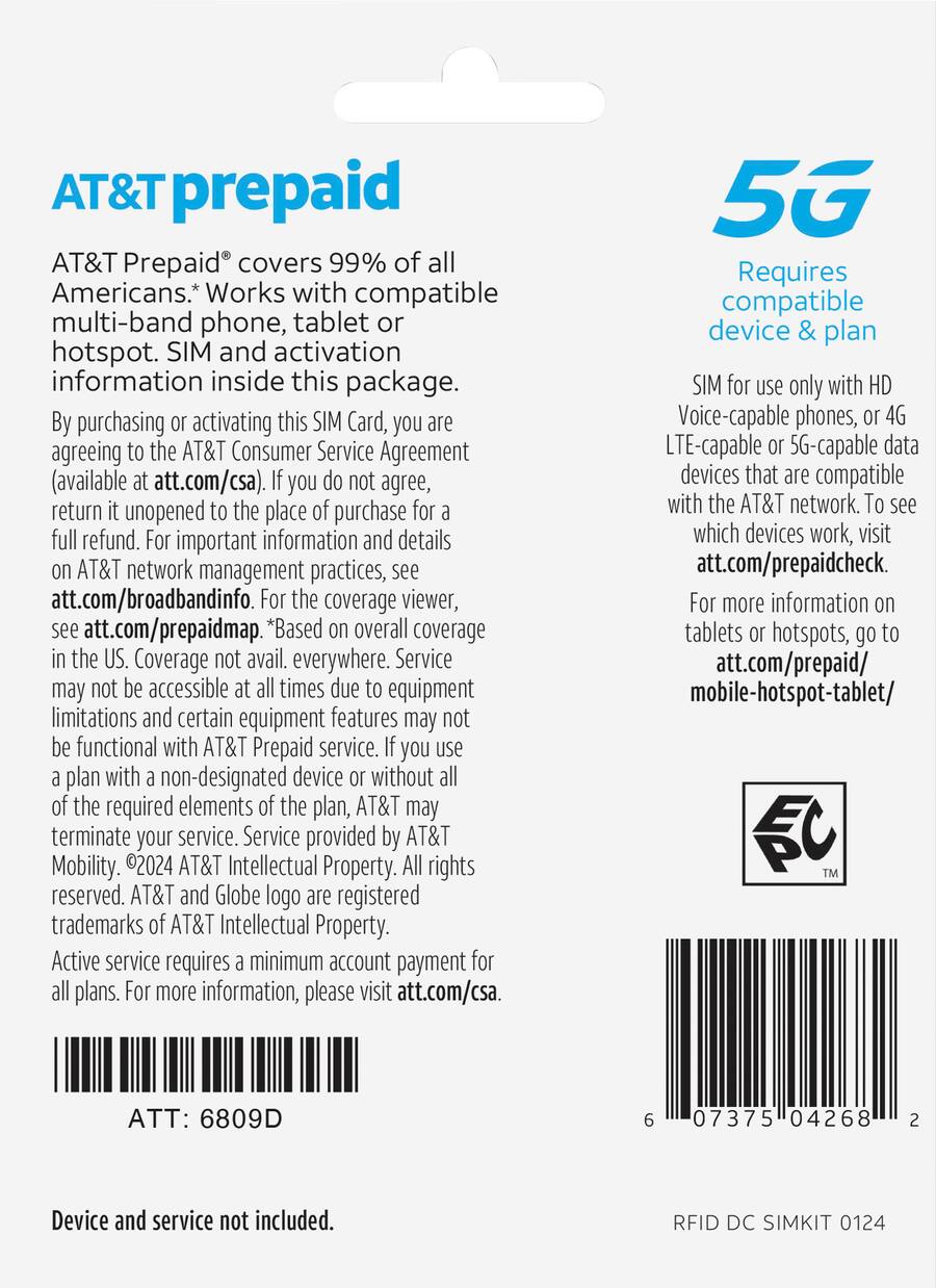 AT&T Prepaid SIM Kit Multi PRPD RFID - Best Buy