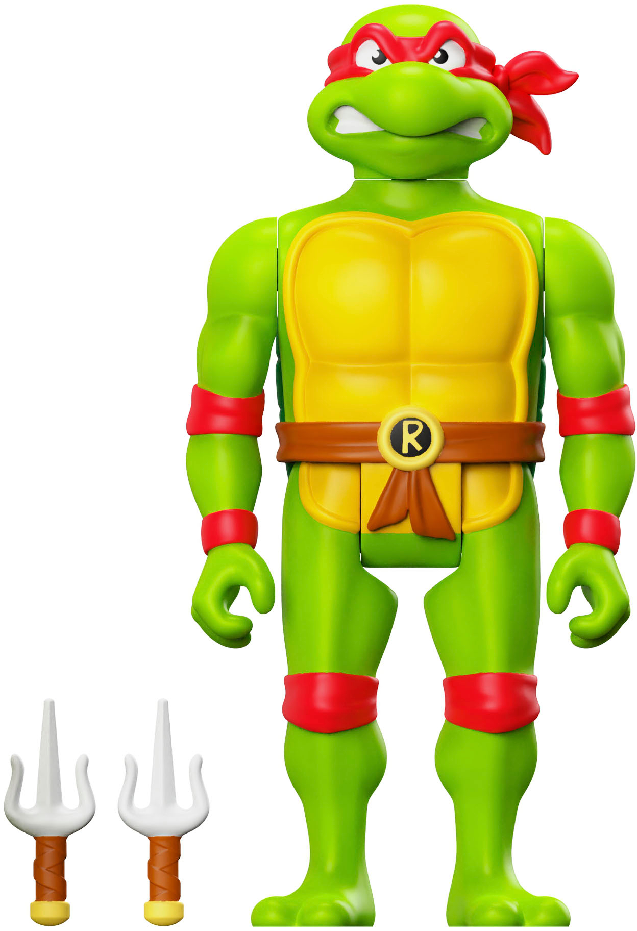 Angle View: Super7 - ReAction 3.75 in Plastic Teenage Mutant Ninja Turtles Action Figure - Toon Raphael - Multicolor