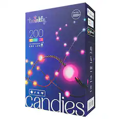 Front. Twinkly - Candies Pearl Shaped 200 RGB LED Smart Light String Green Wire USB-C - Multicolor.