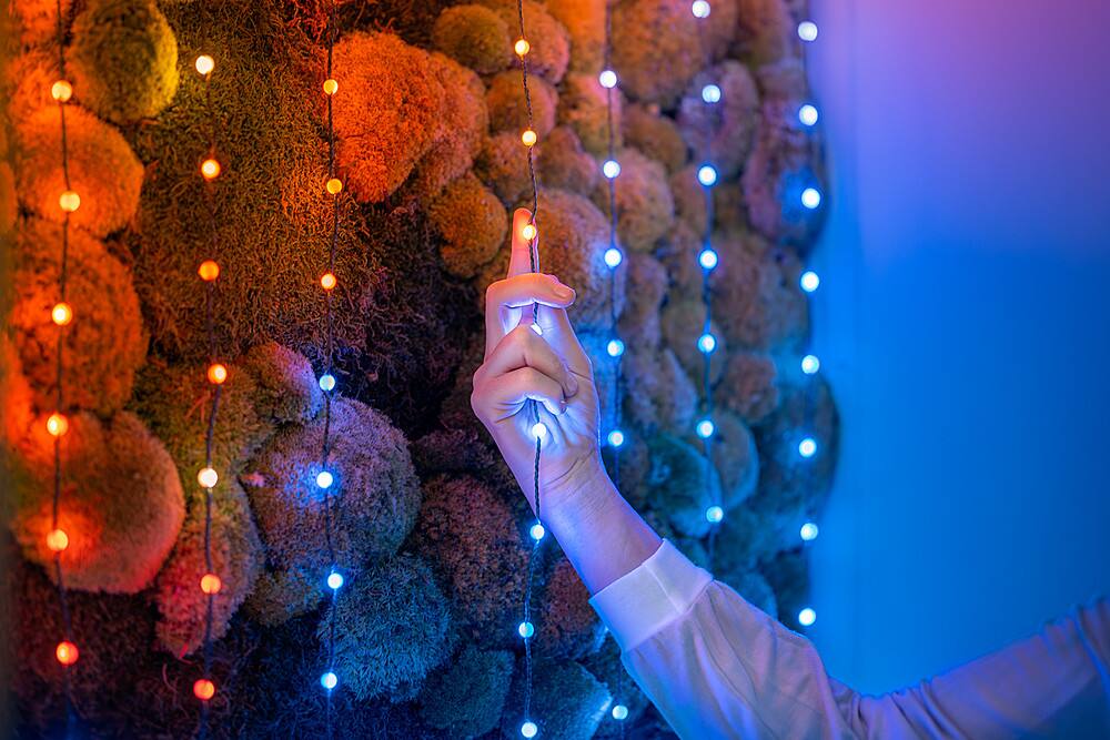 Alt View 11. Twinkly - Candies Pearl Shaped 200 RGB LED Smart Light String Green Wire USB-C - Multicolor.