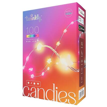Front. Twinkly - Candies Star Shaped 100 RGB LED Smart Light String Clear Wire USB-C - Multicolor.