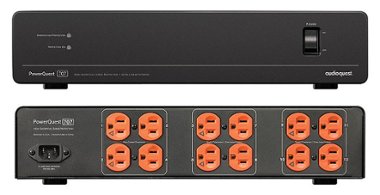 AudioQuest - PowerQuest 707 12-Outlet Unlimited Joules Non-Sacrificial Surge Protector and Linear Power Conditioner - Black - Front_Zoom