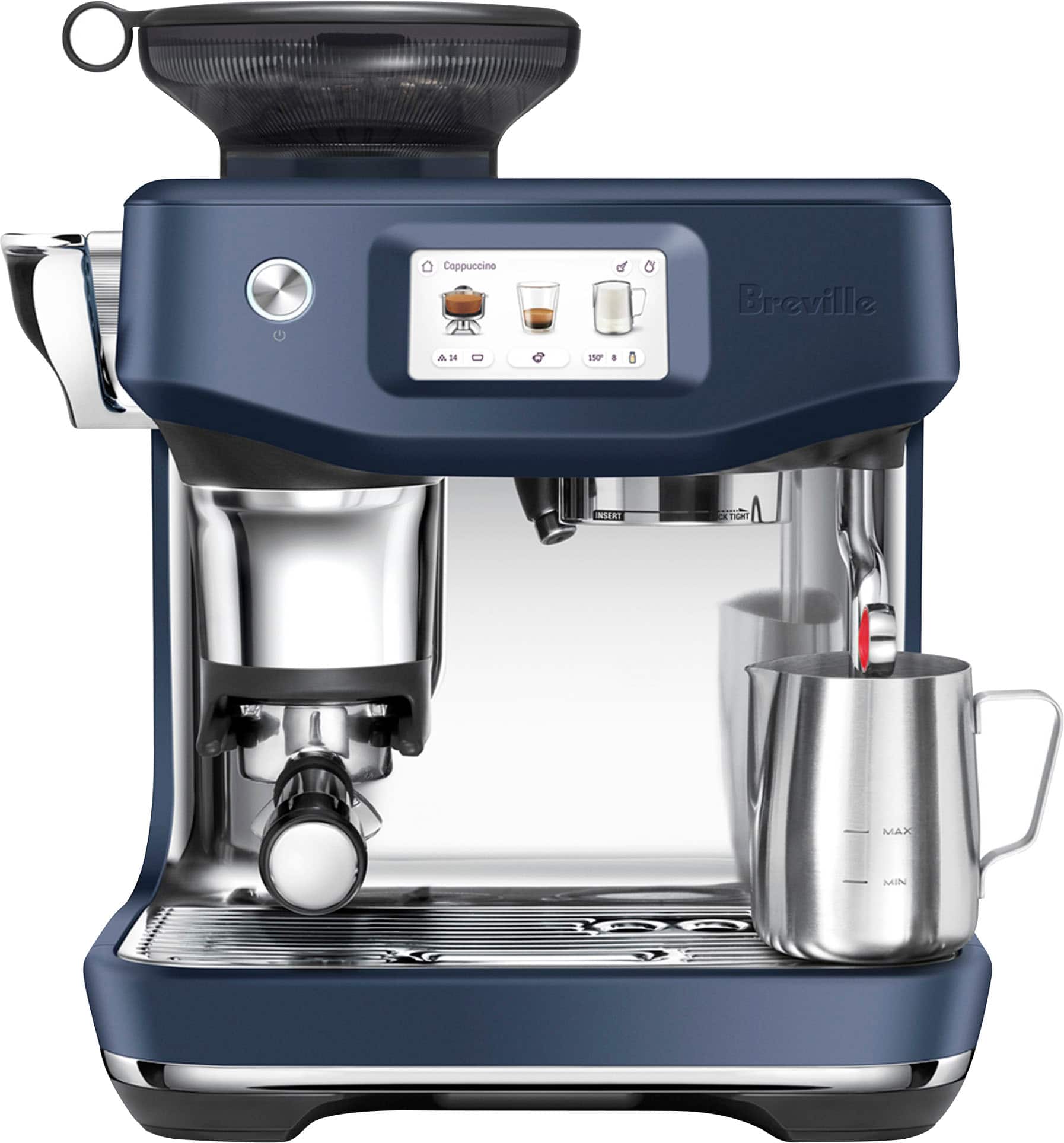 Angle. Breville - Barista Touch Impress Espresso Machine - Damson Blue.