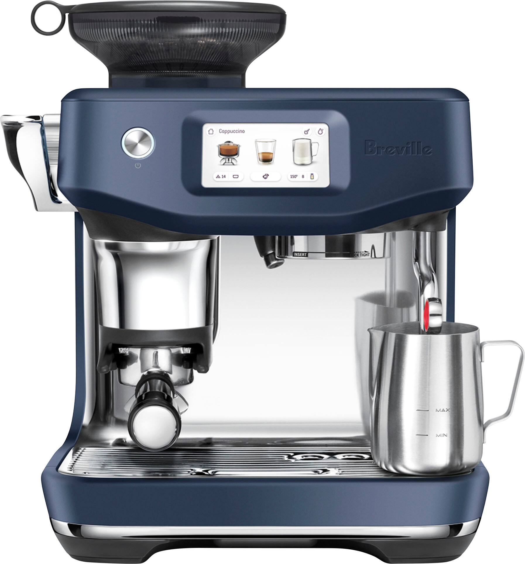 Angle. Breville - Barista Touch Impress Espresso Machine - Damson Blue.