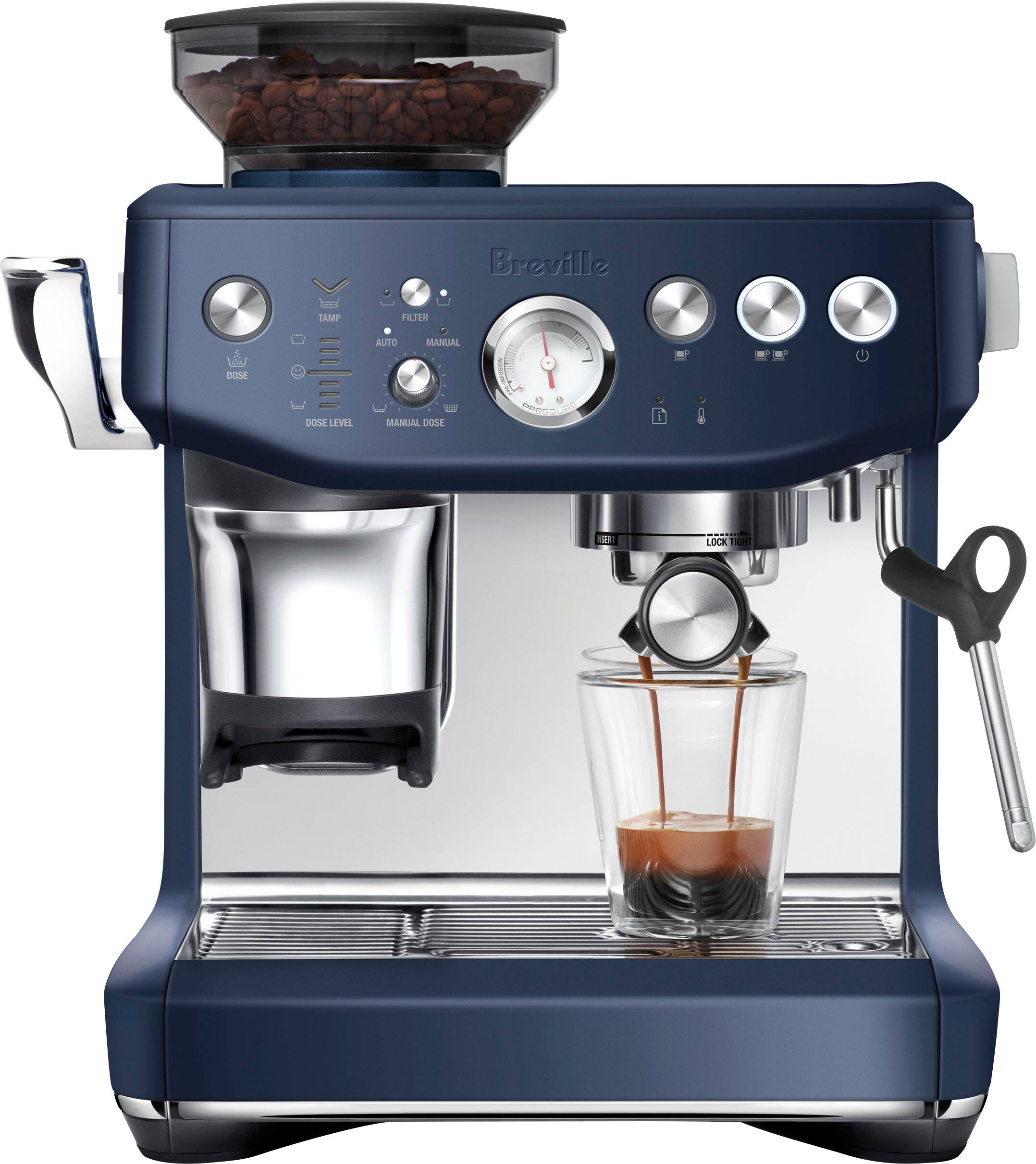 Angle. Breville - the Barista Express Impress Espresso Machine - Damson Blue.