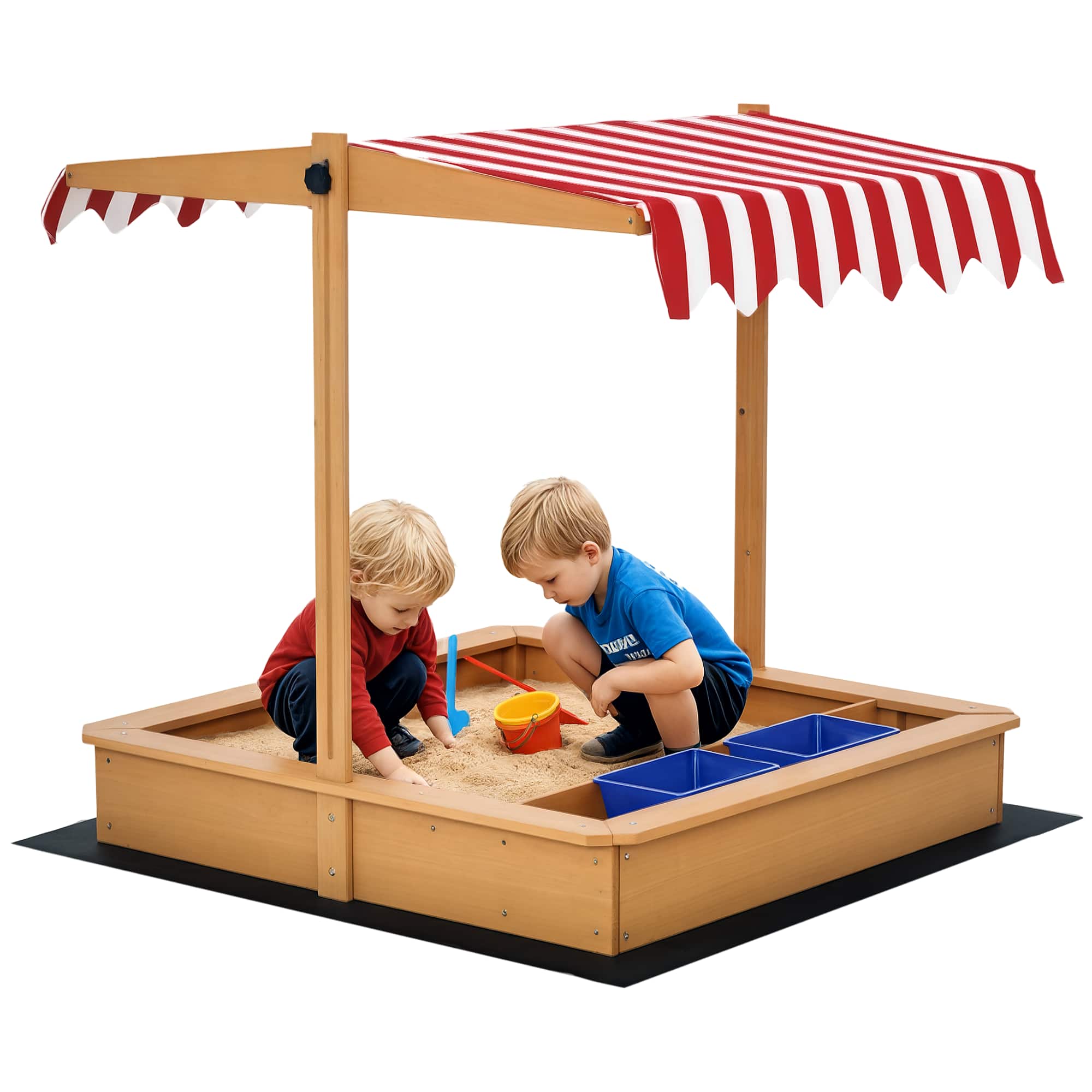 Outsunny - Covered Sandbox with Adjustable Canopy for Kids