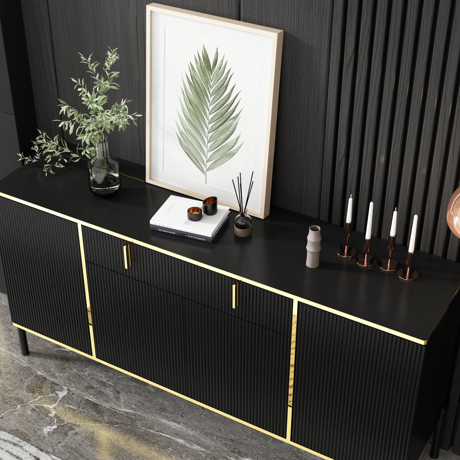 Alt View 9. FUFU & GAGA - FUFU&GAGA Luxury Buffet Cabinet: Sophisticated Storage for Contemporary Spaces - Black.