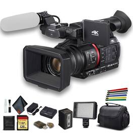 Panasonic - AG-CX350 4K Camcorder (AG-CX350) W/Padded Case, 128 GB Memory Card, Wire Straps, LED Light, and More