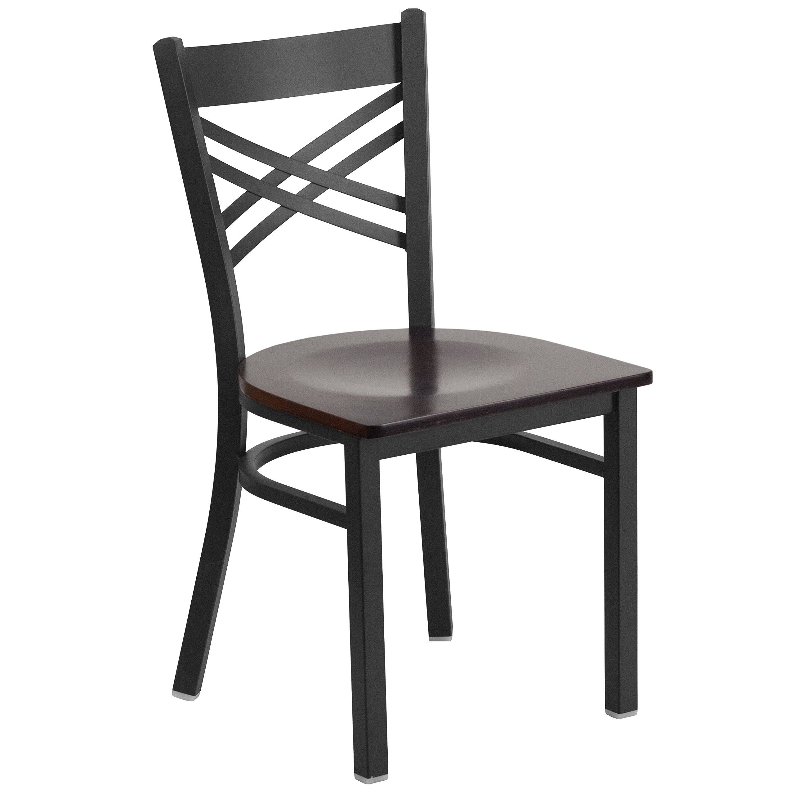 Left. JETRANSPORT - 2 Pack Hercules Series Black ''x'' Metal Restaurant Chair - Walnut Wood Seat Plywood/SteelPack of 2: If you... - Black Vinyl Seat/Black Metal Frame Set of 1.