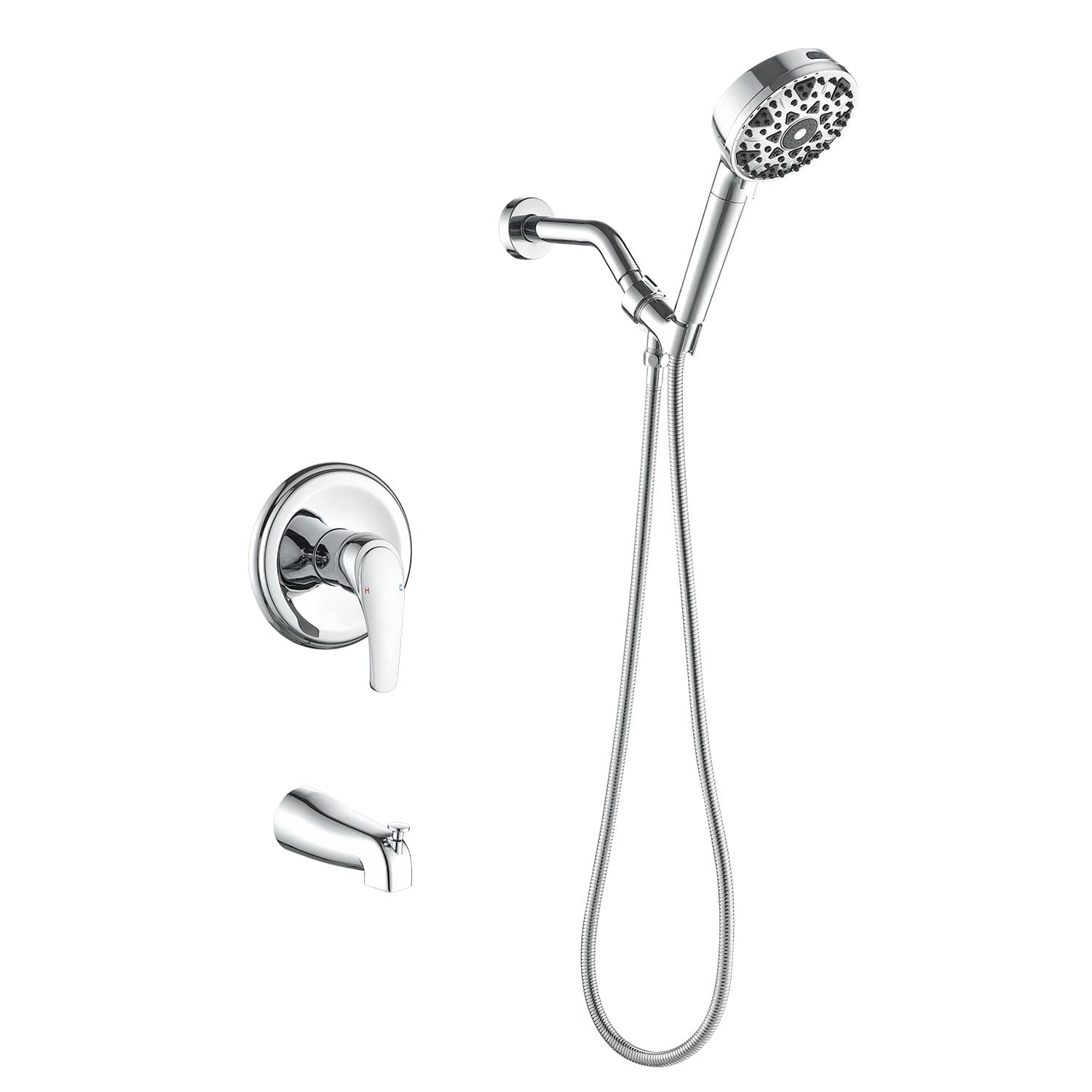 Boyel Living - Shower Set with cUPC Pressure Balance Valve 7 Function Filter Handheld Shower and High Flow Tub Spout - Polished Chrome