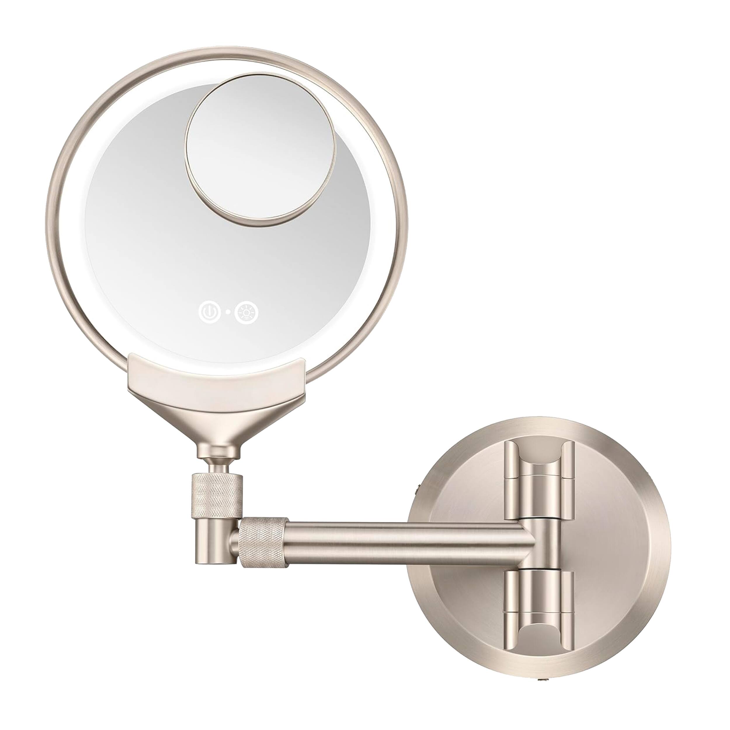 Front. Conair - Conair Halo 2-in-1 Spot Magnification Rechargeable Wall Mount Vanity Mirror.