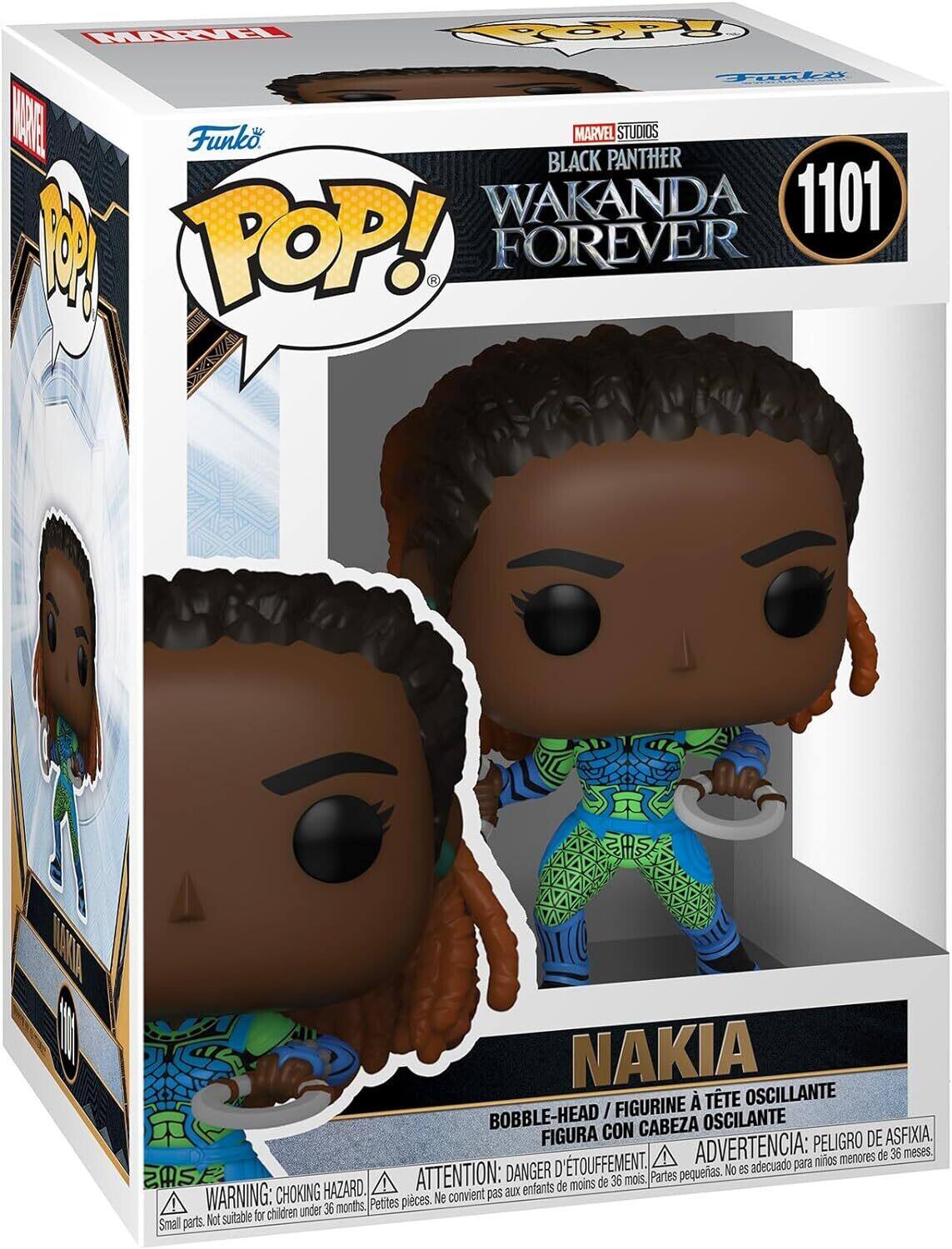 Funko, Black Panther, Studios, Wakanda, 1101, Pop!, Forever, Nakia, TTE Oscillante, Bobble-head, Figurine, Con Cabeza Oscilante, Figura, Peligro de Asfixia, D'Touffement, Advertencia, nios menores de 36 meses, Danger, No es adecuado para, EASE, ATTENTION, de 36 mois, Partes pequeas, HAZARD, enfants de moins, WARNING, CHOKING, children under 36 months, Not suitable for, Smal parts, Petites pieces, Ne convient pas auxx