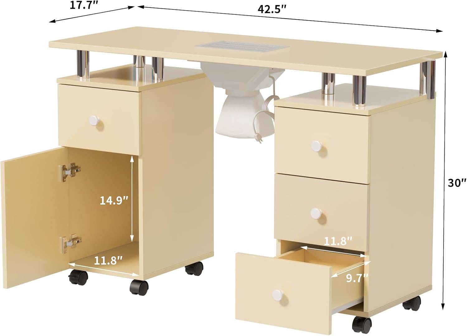 17.7" x 42.5" x 14.9" x 30" x 11.8" x 11.8" x 9.7"
