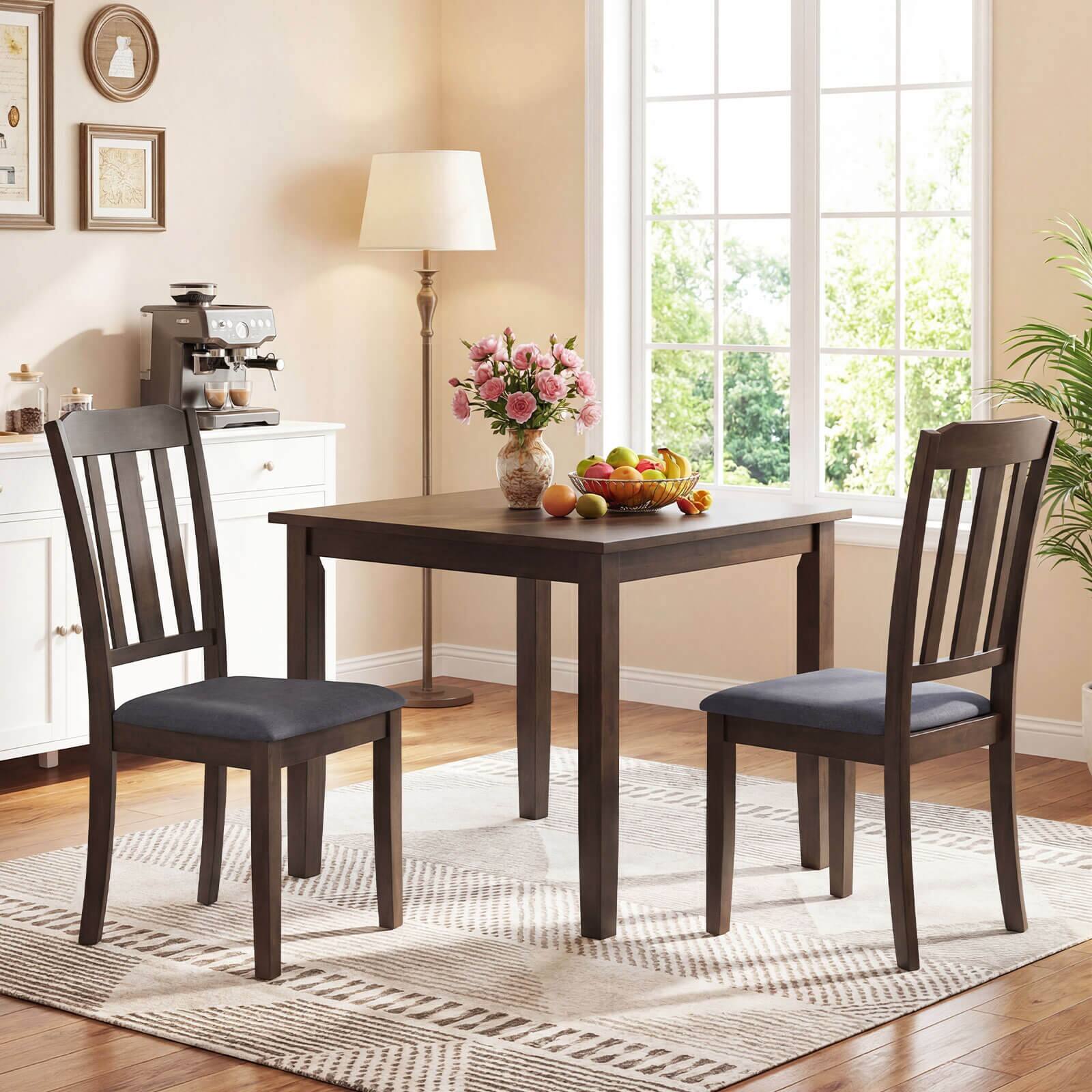 Alt View 3. Costway - Costway Dining Chairs Set of 2 with Comfortable Backrest & Padded Seat for Living Room - Brown & Gray.