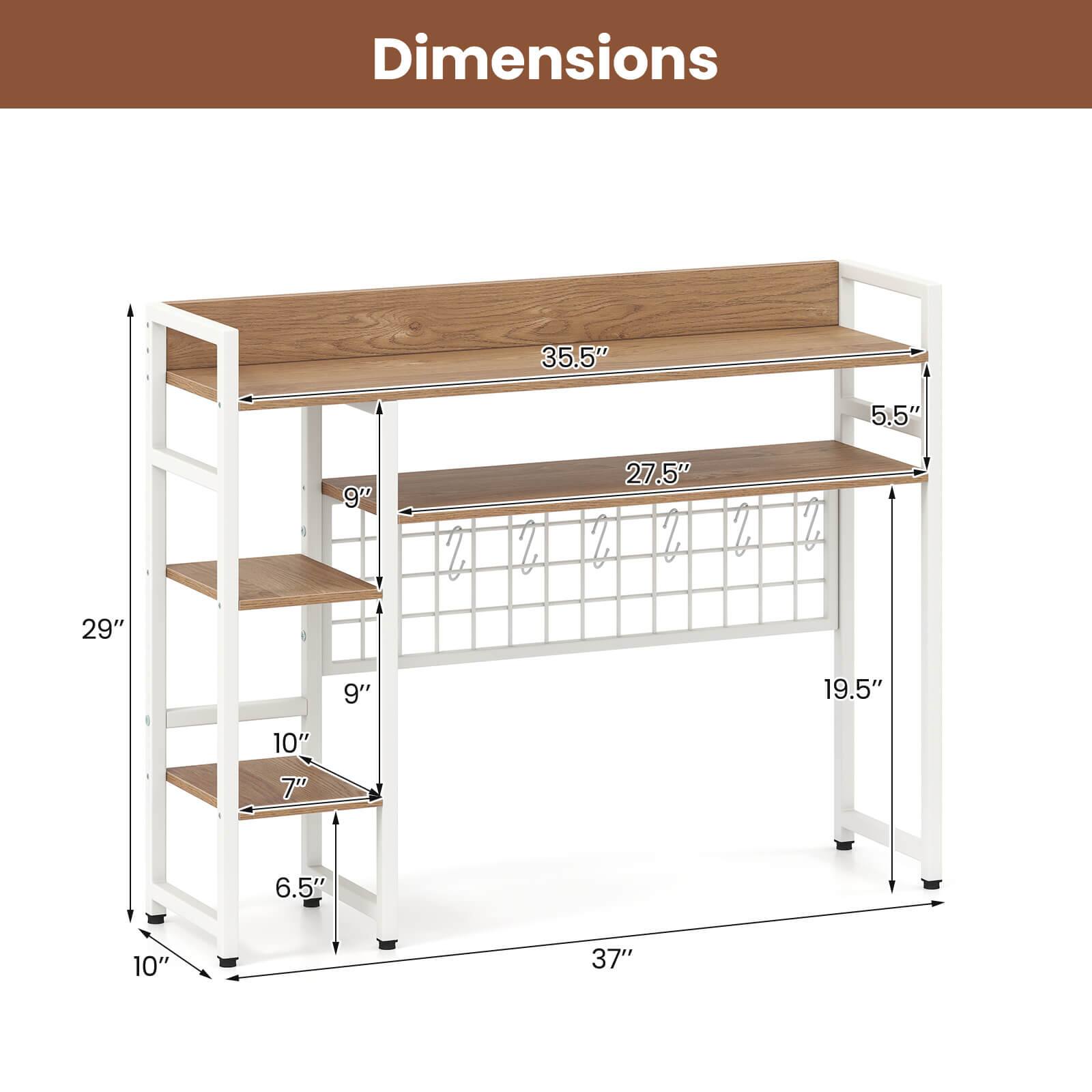 Dimensions: 35.5" x 5.5" x 9", 27.5", I H 29" x 9" x 19.5", 10" x 7" x 6.5", 10" x 37"