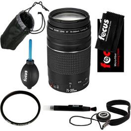 Canon - EF 75-300mm f/4-5.6 III Telephoto Zoom Lens and Deluxe Accessory Bundle