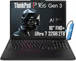 Lenovo - Upgraded - ThinkPad P16s Gen 3 16" FHD+ Mobile Workstation Laptop - AI PC - Intel Ultra 7 165H - 32GB Memory - 2TB SSD - Win 11Pro - Black