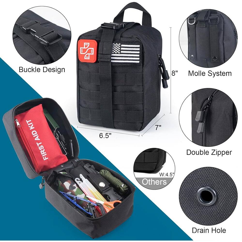 Buckle Design  
Molle System  
8"  
7"  
6.5"  
Double Zipper  
Others  
W:4.5"  
Drain Hole