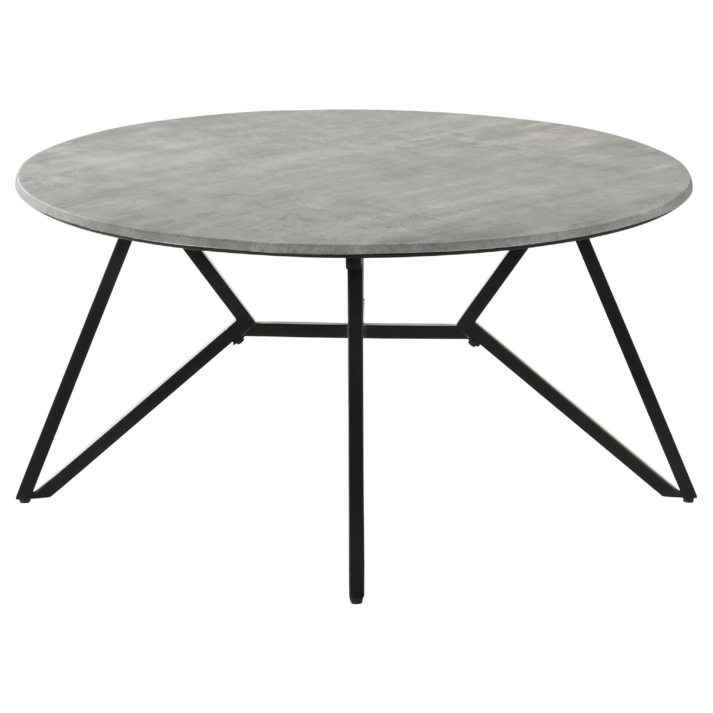 Alt View 4. Manhattan Lane - Aya 2pc Coffee and End Table Set, Gray Faux Cement Top, Metal - Gray, Black.