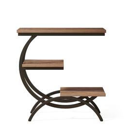 Kadyn - C-Shaped End Table, Industrial 3-Tier Side Table for Small Space,Dark - Brown