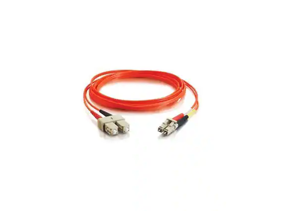 Front. Cables to Go - C2G 33157 OM1 Fiber Optic Cable - LC-SC 62.5/125 Duplex Multimode PVC Fiber Cable, Orange (16.4 Feet, 5 Meters).