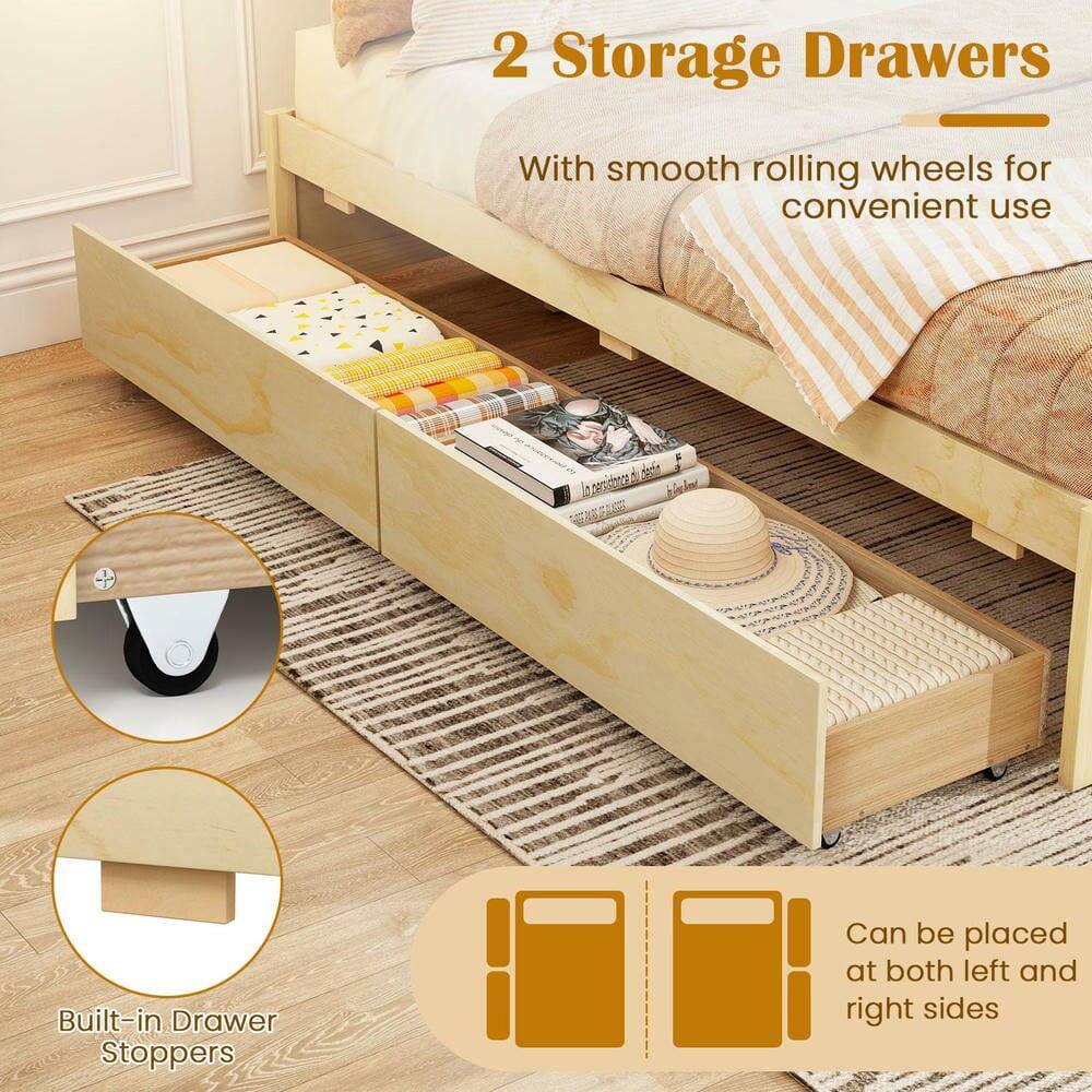 2 Storage Drawers  
With smooth rolling wheels for convenient use  

Built-in Drawer Stoppers  

Can be placed at both left and right sides