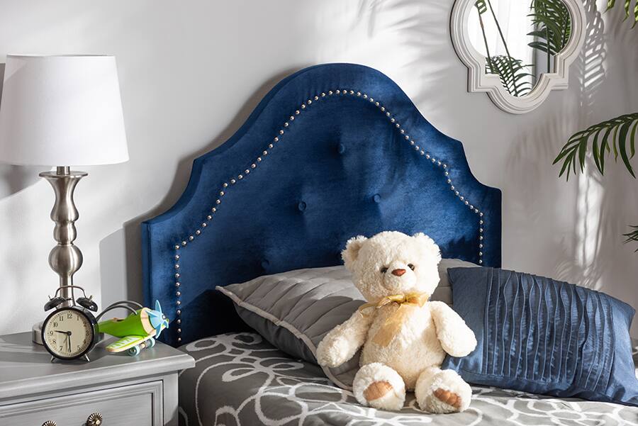 Back. Baxton Studio - Cora Modern and Contemporary Velvet Fabric Upholstered Twin Size Headboard - Royal Blue.