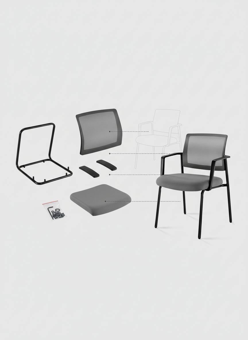 Alt View 1. AOITUN - Mesh Guest Chair with Arms, Stacking Reception Chair for Office Waiting Room, Breathable Back, Black Metal Frame - Gray.