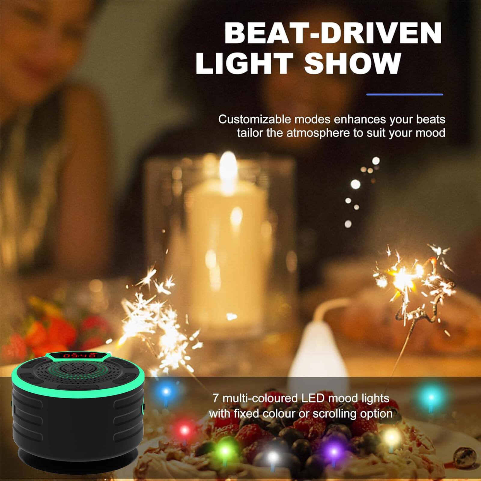 BEAT-DRIVEN LIGHT SHOW

Customizable modes enhance your beats, tailor the atmosphere to suit your mood

7 multi-coloured LED mood lights with fixed colour or scrolling option